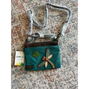 NWT Chala teal crossbody bag with dragonfly embellishment